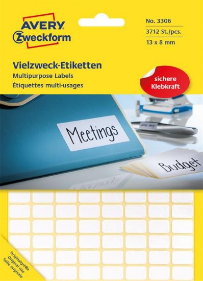 Billede af Etiket Avery 3306 hvid 13x8mm