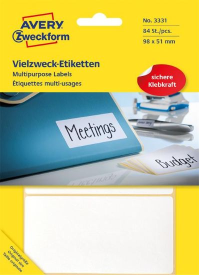 Billede af Etiket Avery 3331 hvid 98x51mm